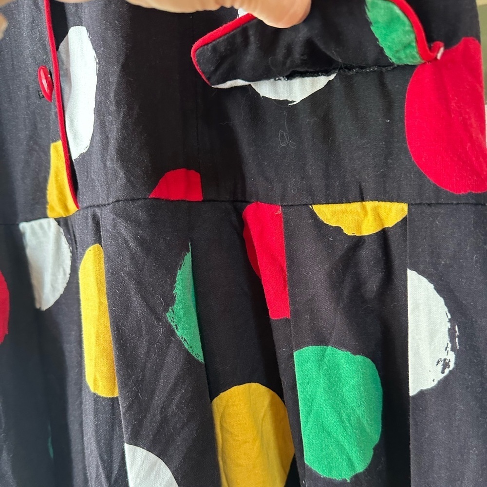 Vintage 90s Romper One-Piece Skort Black Polka Dot Size L/XL Bright Loud - Picture 9 of 12